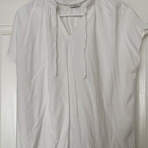 Denver Hayes White Peasant Blouse with Tie Detail